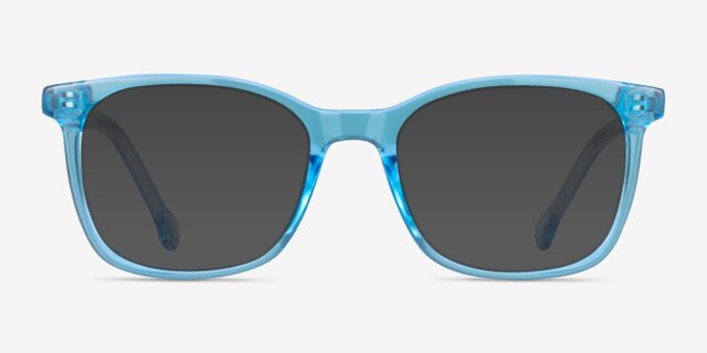 Jubilee Clear Blue PlasticEyeglass Frames from EyeBuyDirect, with Tinted Lenses