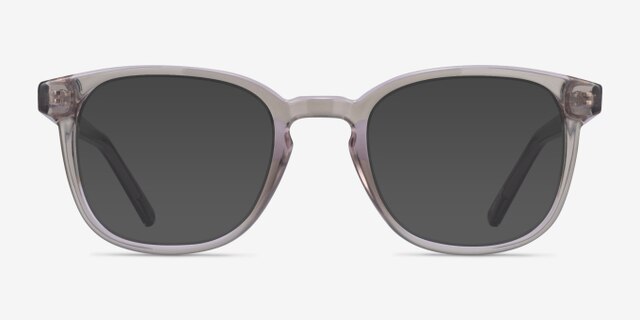 Hullabaloo Clear Gray PlasticEyeglass Frames from EyeBuyDirect, with Tinted Lenses