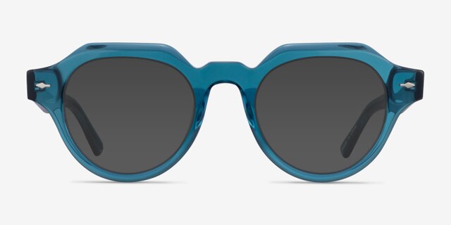 Remy Crystal Blue AcetateEyeglass Frames from EyeBuyDirect, with Tinted Lenses