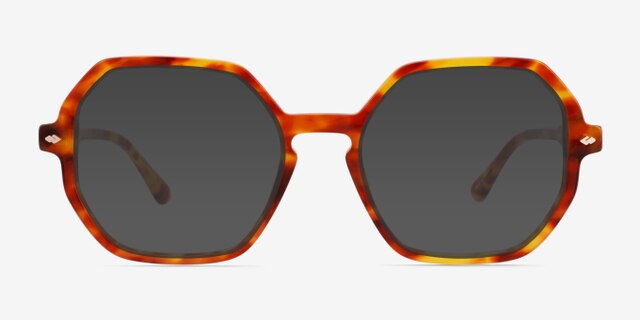 Attract Orange Tortoise AcetateEyeglass Frames from EyeBuyDirect, with Tinted Lenses