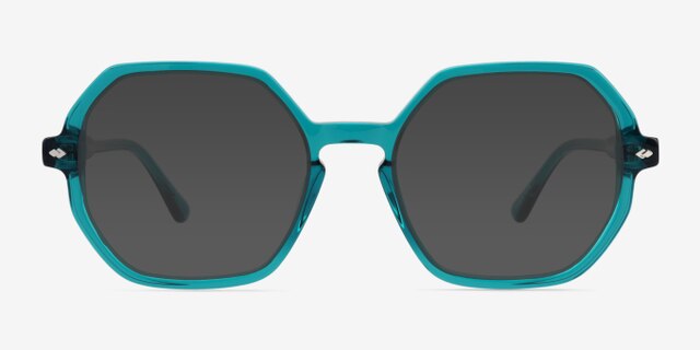 Attract Green Blue AcetateEyeglass Frames from EyeBuyDirect, with Tinted Lenses