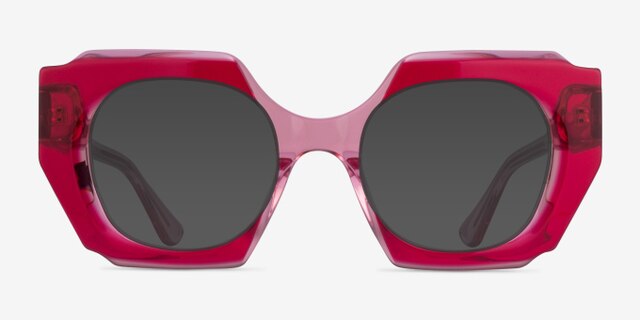 Intention Crystal Red Pink AcetateEyeglass Frames from EyeBuyDirect, with Tinted Lenses