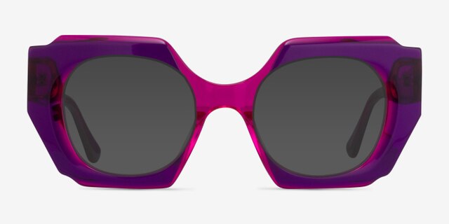 Intention Crystal Purple Pink AcetateEyeglass Frames from EyeBuyDirect, with Tinted Lenses