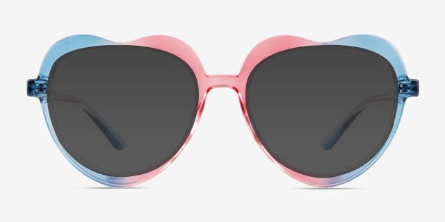 Rainbow Heart Blue Pink PlasticEyeglass Frames from EyeBuyDirect, with Tinted Lenses