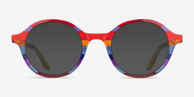 Love Wins Striped Rainbow AcetateEyeglass Frames from EyeBuyDirect, with Tinted Lenses