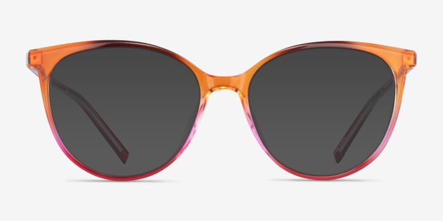 Positivity Orange Pink PlasticEyeglass Frames from EyeBuyDirect, with Tinted Lenses