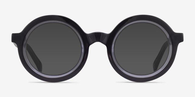 Ruckus Black Clear Gray AcetateEyeglass Frames from EyeBuyDirect, with Tinted Lenses