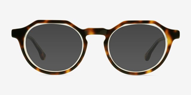 Discord Tortoise Clear AcetateEyeglass Frames from EyeBuyDirect, with Tinted Lenses