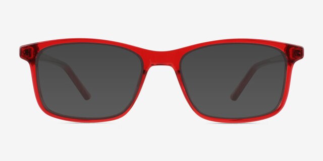 Zippy Shiny Clear Red PlasticEyeglass Frames from EyeBuyDirect, with Tinted Lenses