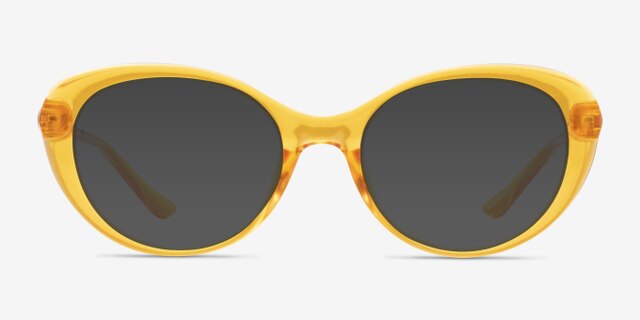Sunburst Clear Orange PlasticEyeglass Frames from EyeBuyDirect, with Tinted Lenses