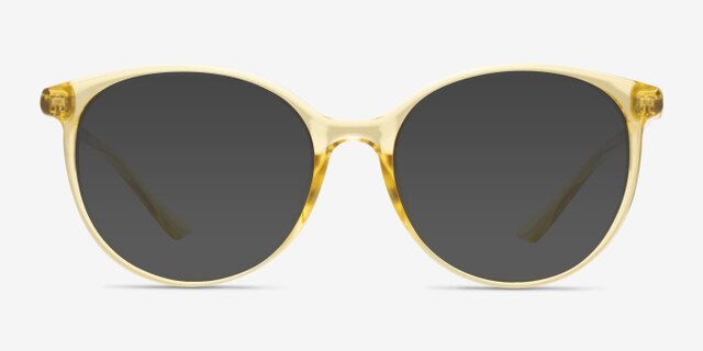 Moonglow Clear Yellow PlasticEyeglass Frames from EyeBuyDirect, with Tinted Lenses