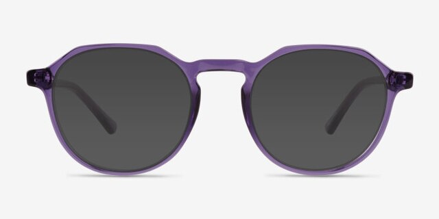Monti Clear Purple PlasticEyeglass Frames from EyeBuyDirect, with Tinted Lenses