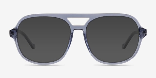 Eris Clear Blue Purple PlasticEyeglass Frames from EyeBuyDirect, with Tinted Lenses