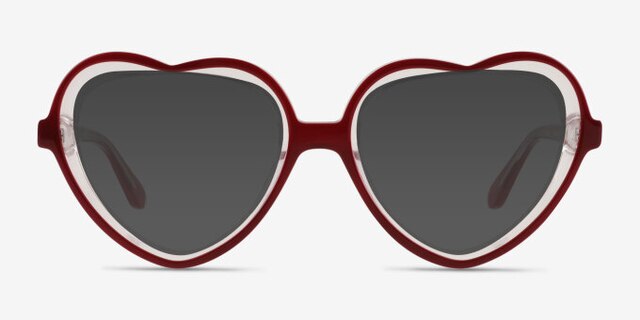 Sweetheart Red AcetateEyeglass Frames from EyeBuyDirect, with Tinted Lenses