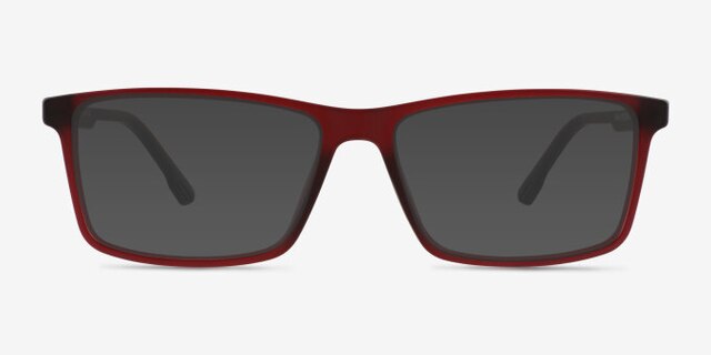 1Up Crystal Dark Red PlasticEyeglass Frames from EyeBuyDirect, with Tinted Lenses