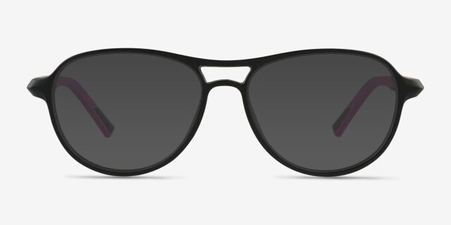 Hud Matte Black PlasticEyeglass Frames from EyeBuyDirect, with Tinted Lenses