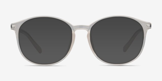 Lindsey Clear White MetalEyeglass Frames from EyeBuyDirect, with Tinted Lenses