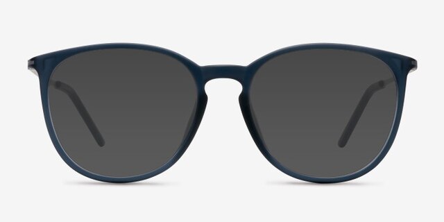 Naomi Matte Blue MetalEyeglass Frames from EyeBuyDirect, with Tinted Lenses