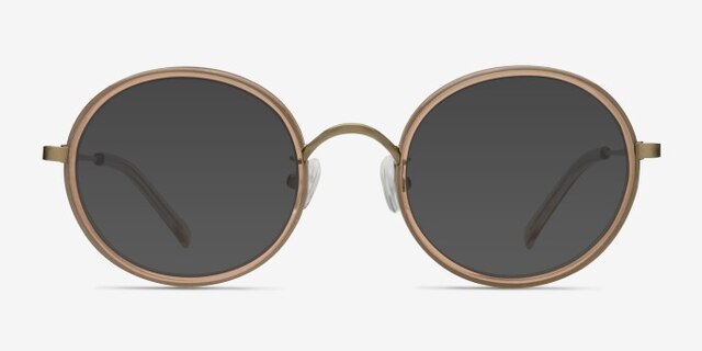 Gemini Light Brown AcétateMontures de lunettes de vue d'EyeBuyDirect, Avec des Verres Teintés