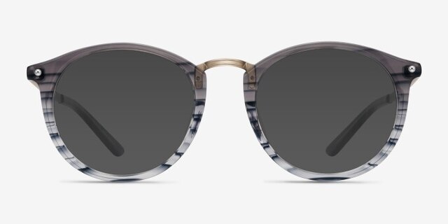 La Femme Gray Striped Acetate-metalEyeglass Frames from EyeBuyDirect, with Tinted Lenses