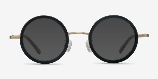 Roaring Noir Acetate-metalMontures de lunettes de vue d'EyeBuyDirect, Avec des Verres Teintés