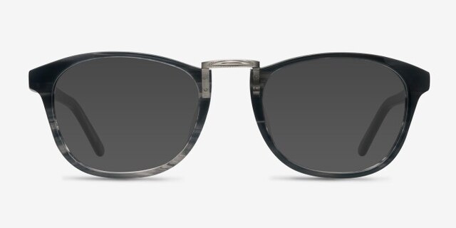 Tomorrow Gray Striped AcetateEyeglass Frames from EyeBuyDirect, with Tinted Lenses