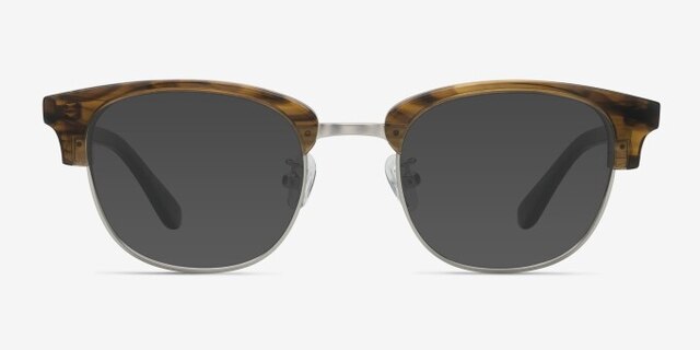 Bansai Brown Striped AcetateEyeglass Frames from EyeBuyDirect, with Tinted Lenses