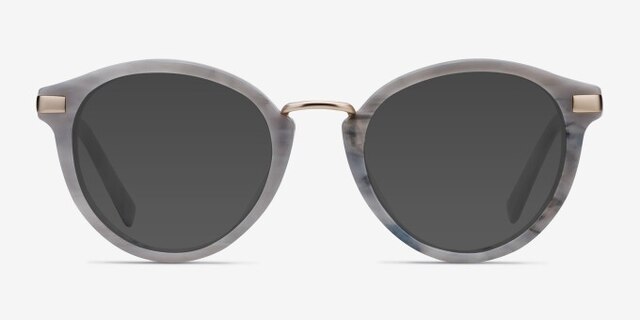 Yuke Light Gray Acetate-metalEyeglass Frames from EyeBuyDirect, with Tinted Lenses