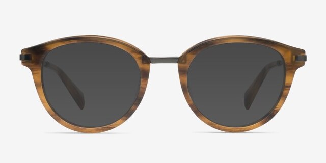 Ginger Brown Striped AcetateEyeglass Frames from EyeBuyDirect, with Tinted Lenses