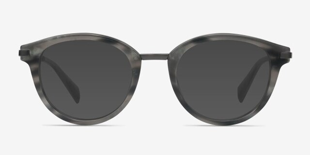 Ginger Gray Striped AcetateEyeglass Frames from EyeBuyDirect, with Tinted Lenses