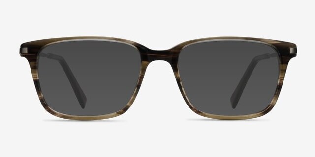 Motion Brown Striped AcetateEyeglass Frames from EyeBuyDirect, with Tinted Lenses