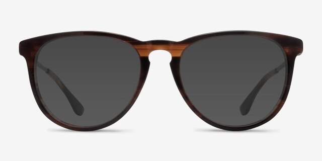 Ultraviolet Brown Striped Acetate-metalEyeglass Frames from EyeBuyDirect, with Tinted Lenses