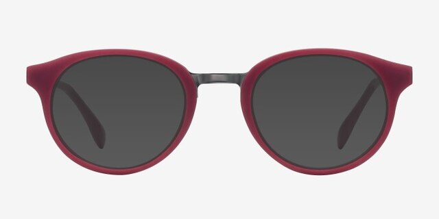 Aisu Matte Burgundy MetalEyeglass Frames from EyeBuyDirect, with Tinted Lenses