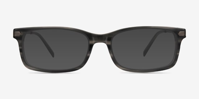 Requiem Gray Striped Acetate-metalEyeglass Frames from EyeBuyDirect, with Tinted Lenses