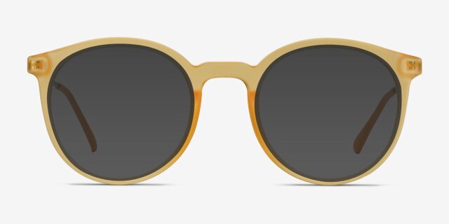 Grin Matte Yellow Plastic-metalEyeglass Frames from EyeBuyDirect, with Tinted Lenses
