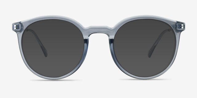 Grin Clear Blue MetalEyeglass Frames from EyeBuyDirect, with Tinted Lenses