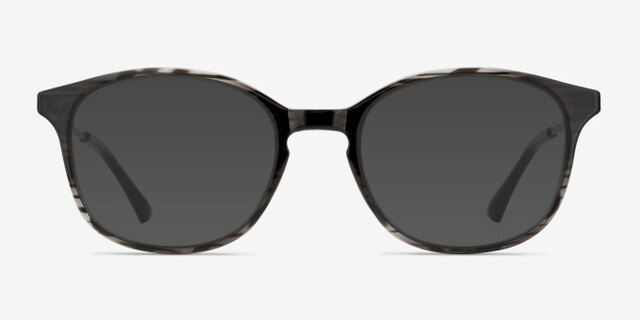 Villa Black Striped MetalEyeglass Frames from EyeBuyDirect, with Tinted Lenses