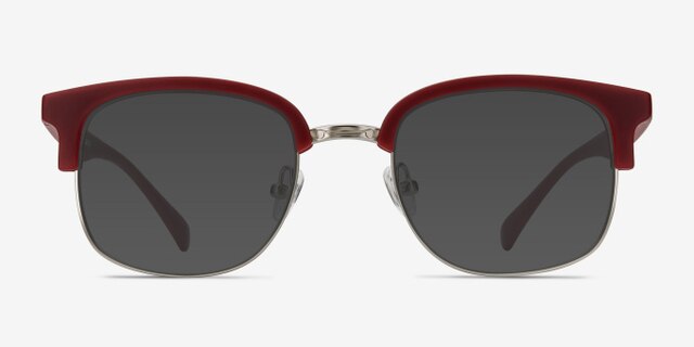 Yokote Matte Burgundy Plastic-metalMontures de lunettes de vue d'EyeBuyDirect, Avec des Verres Teintés