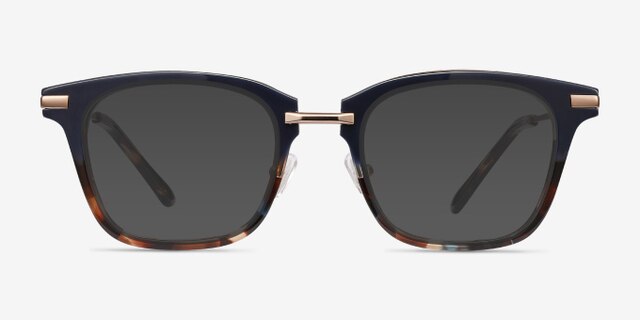 Candela Blue Floral Acetate-metalEyeglass Frames from EyeBuyDirect, with Tinted Lenses