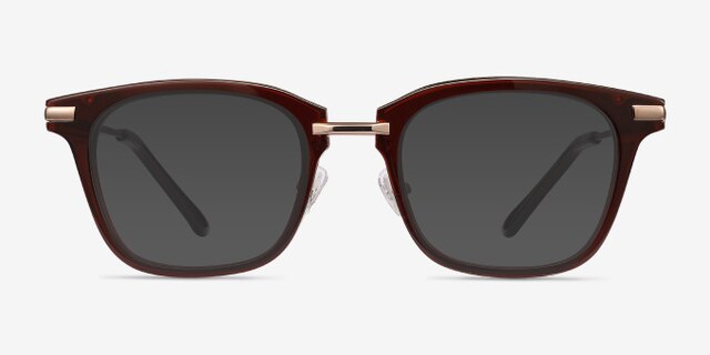 Candela Burgundy Acetate-metalMontures de lunettes de vue d'EyeBuyDirect, Avec des Verres Teintés