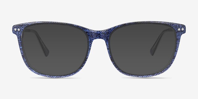 Grid Blue AcetateEyeglass Frames from EyeBuyDirect, with Tinted Lenses