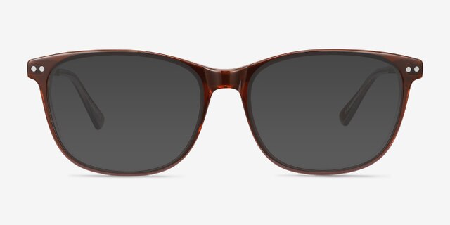 Grid Brun Acetate-metalMontures de lunettes de vue d'EyeBuyDirect, Avec des Verres Teintés