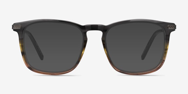Glory Gray Striped Acetate-metalEyeglass Frames from EyeBuyDirect, with Tinted Lenses