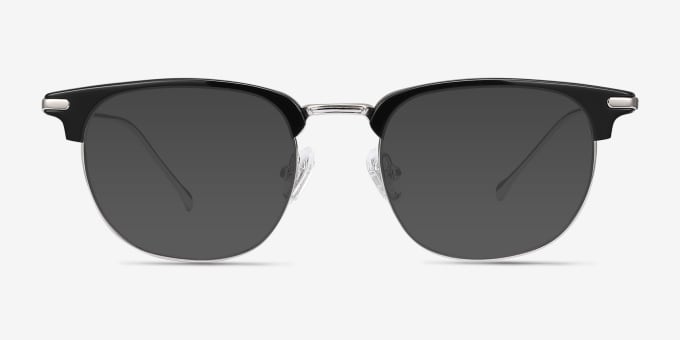 オムニバス SILVER RAY PRESENTSBLACK TREATMENT Relive Browline Black Silver Full Rim Eyeglasses | Eyebuydirect