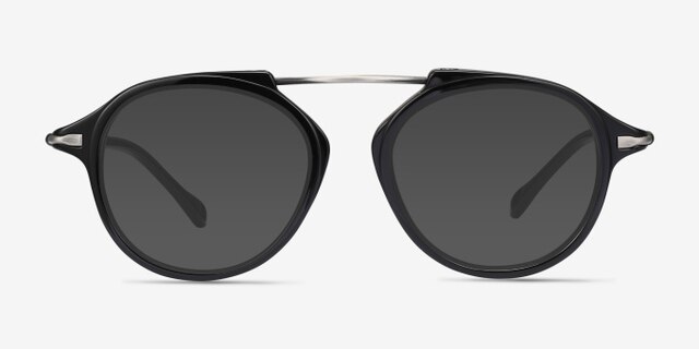 Terminal One Black Gunmetal Acetate-metalEyeglass Frames from EyeBuyDirect, with Tinted Lenses