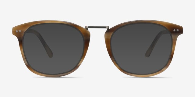 Era Brown Striped Acetate-metalEyeglass Frames from EyeBuyDirect, with Tinted Lenses