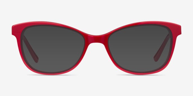 Ripple Red Acetate-metalEyeglass Frames from EyeBuyDirect, with Tinted Lenses