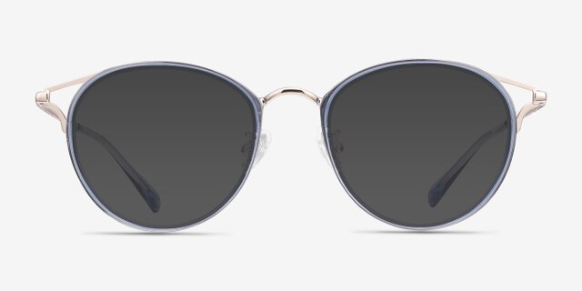 Dazzle Blue Acetate-metalEyeglass Frames from EyeBuyDirect, with Tinted Lenses
