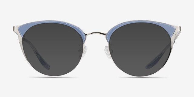 Bouquet Blue Silver Acetate-metalEyeglass Frames from EyeBuyDirect, with Tinted Lenses