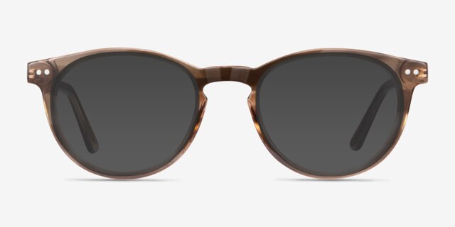 Traveller Brown Striped Acetate-metalEyeglass Frames from EyeBuyDirect, with Tinted Lenses